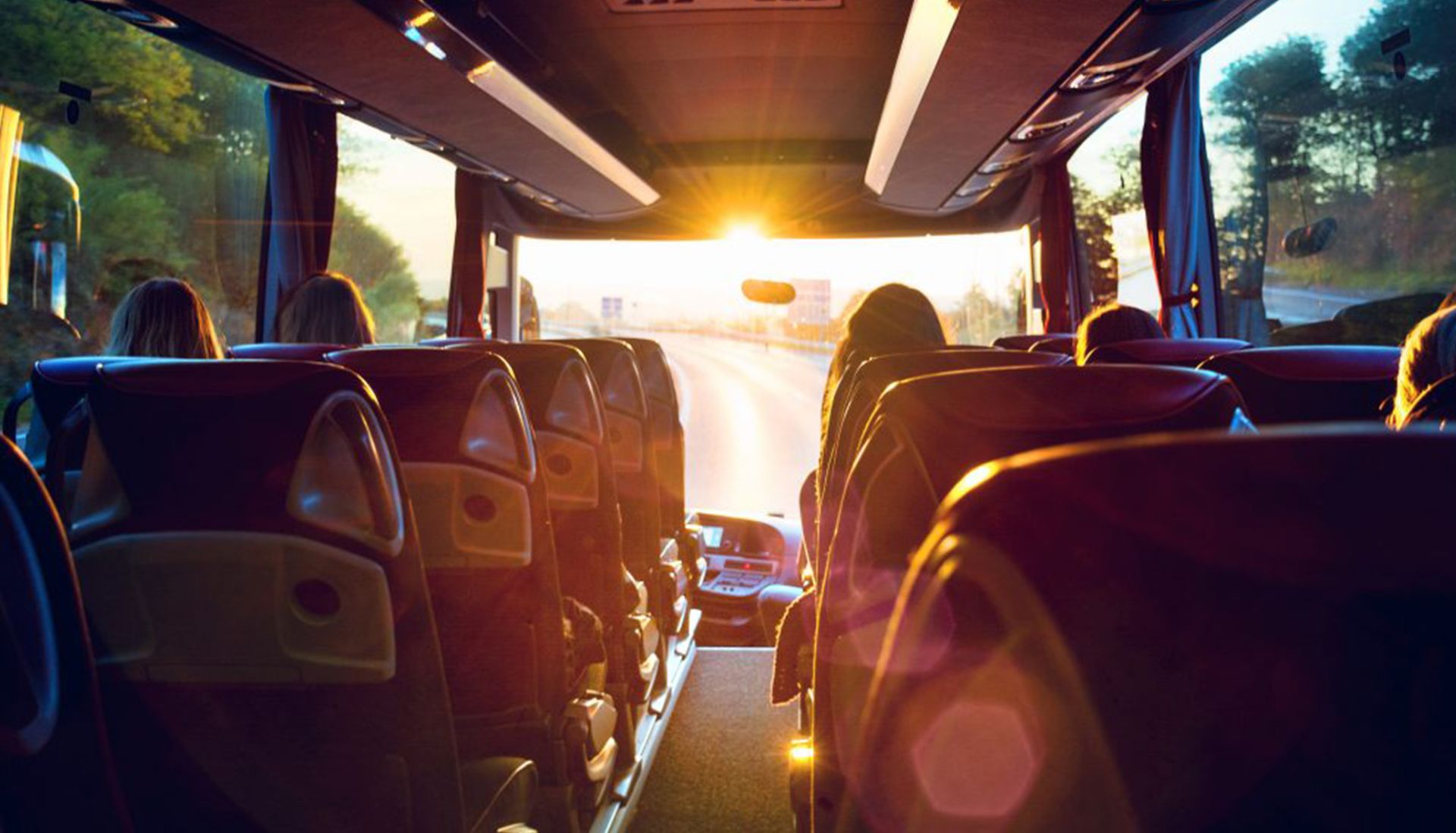 bus interior during sunset